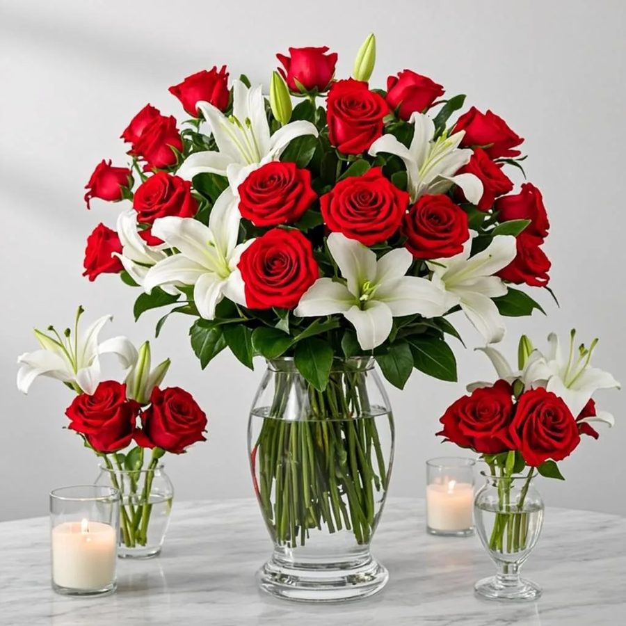 Silk Rose Flower Vase — PhoolNagar.com