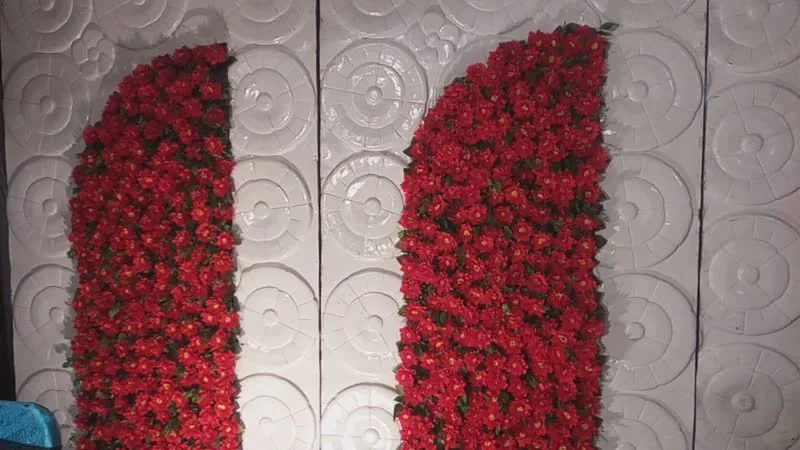 Flower Wall #58 — Red Rose Wall Panel Backdrop — PhoolNagar.com